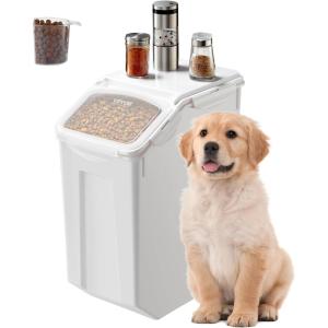 imageVEVOR Rice Storage Container 45Gallon20L x2 Capacity Large Dog Food Dispenser Bin Kitchen Ingredient Grain Cereal Flour Bin Pet food Containers with Wheels 2 Measuring Cups Airtight Lid 2 Pack45 Gallon1