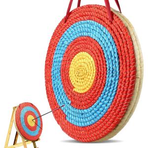 imageVEVOR Straw Archery Targets 20quot Round Archery Target for Backyard Traditional Solid Straw RedStraw Target 3 Layers