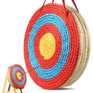 imageVEVOR Straw Archery Targets 20quot Round Archery Target for Backyard Traditional Solid Straw RedStraw Target 5 Layers