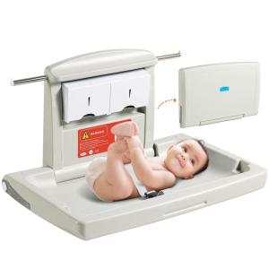 imageVEVOR WallMounted Baby Changing Station Horizontal Foldable Diaper Change Table with Safety Straps and Hanging Rods Use in Commercial Bathrooms Daycare Centers for Newborns ampamp InfantWallMounted Diaper Changing StationA