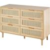 imageVEVOR 6 Drawer Rattan Dresser Boho Dresser Rattan Chest of Drawers with Spacious Storage Natural Rattan Dresser for Bedroom Living Room ampamp HallwayRattan Nightstand with Sturdy HandlesampampLegs Brown158D x 433W x 297H 3 Drawers