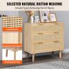imageVEVOR 6 Drawer Rattan Dresser Boho Dresser Rattan Chest of Drawers with Spacious Storage Natural Rattan Dresser for Bedroom Living Room ampamp HallwayRattan Nightstand with Sturdy HandlesampampLegs Brown158D x 315W x 299H 3 Drawers