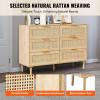 imageVEVOR 6 Drawer Rattan Dresser Boho Dresser Rattan Chest of Drawers with Spacious Storage Natural Rattan Dresser for Bedroom Living Room ampamp HallwayRattan Nightstand with Sturdy HandlesampampLegs Brown158D x 433W x 297H 3 Drawers