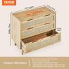 imageVEVOR 6 Drawer Rattan Dresser Boho Dresser Rattan Chest of Drawers with Spacious Storage Natural Rattan Dresser for Bedroom Living Room ampamp HallwayRattan Nightstand with Sturdy HandlesampampLegs Brown158D x 315W x 299H 3 Drawers