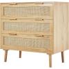 imageVEVOR 6 Drawer Rattan Dresser Boho Dresser Rattan Chest of Drawers with Spacious Storage Natural Rattan Dresser for Bedroom Living Room ampamp HallwayRattan Nightstand with Sturdy HandlesampampLegs Brown158D x 315W x 299H 3 Drawers