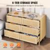 imageVEVOR 6 Drawer Rattan Dresser Boho Dresser Rattan Chest of Drawers with Spacious Storage Natural Rattan Dresser for Bedroom Living Room ampamp HallwayRattan Nightstand with Sturdy HandlesampampLegs Brown158D x 433W x 297H 3 Drawers
