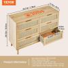 imageVEVOR 6 Drawer Rattan Dresser Boho Dresser Rattan Chest of Drawers with Spacious Storage Natural Rattan Dresser for Bedroom Living Room ampamp HallwayRattan Nightstand with Sturdy HandlesampampLegs Brown158D x 433W x 297H 3 Drawers