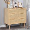 imageVEVOR 6 Drawer Rattan Dresser Boho Dresser Rattan Chest of Drawers with Spacious Storage Natural Rattan Dresser for Bedroom Living Room ampamp HallwayRattan Nightstand with Sturdy HandlesampampLegs Brown158D x 315W x 299H 3 Drawers