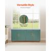 imageVEVOR Cat Litter Box Enclosure for Multi Cats 472 in Hidden Litter Box Cabinet with 4 Doors ampamp 2 Entries Indoor Cat Washroom Wooden Kitty House Furniture Side Table Fit Most Litterboxes GreenRetro Green