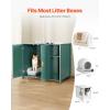 imageVEVOR Cat Litter Box Enclosure for Multi Cats 472 in Hidden Litter Box Cabinet with 4 Doors ampamp 2 Entries Indoor Cat Washroom Wooden Kitty House Furniture Side Table Fit Most Litterboxes GreenDark GreenBuiltin Power Outlet