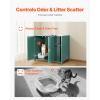 imageVEVOR Cat Litter Box Enclosure for Multi Cats 472 in Hidden Litter Box Cabinet with 4 Doors ampamp 2 Entries Indoor Cat Washroom Wooden Kitty House Furniture Side Table Fit Most Litterboxes GreenDark GreenBuiltin Power Outlet