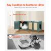 imageVEVOR Cat Litter Box Enclosure for Multi Cats 472 in Hidden Litter Box Cabinet with 4 Doors ampamp 2 Entries Indoor Cat Washroom Wooden Kitty House Furniture Side Table Fit Most Litterboxes GreenRetro Green  Rattan Doors