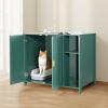 imageVEVOR Cat Litter Box Enclosure for Multi Cats 472 in Hidden Litter Box Cabinet with 4 Doors ampamp 2 Entries Indoor Cat Washroom Wooden Kitty House Furniture Side Table Fit Most Litterboxes GreenDark GreenBuiltin Power Outlet