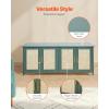 imageVEVOR Cat Litter Box Enclosure for Multi Cats 472 in Hidden Litter Box Cabinet with 4 Doors ampamp 2 Entries Indoor Cat Washroom Wooden Kitty House Furniture Side Table Fit Most Litterboxes GreenRetro Green  Rattan Doors