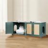 imageVEVOR Cat Litter Box Enclosure for Multi Cats 472 in Hidden Litter Box Cabinet with 4 Doors ampamp 2 Entries Indoor Cat Washroom Wooden Kitty House Furniture Side Table Fit Most Litterboxes GreenRetro Green  Rattan Doors
