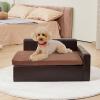 imageVEVOR Dog Bed Dog Couch for Small Dogs and Cats Soft Velvety Pet Sofa and Chair 35 lbs Load Capacity BlueBlack