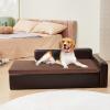 imageVEVOR Dog Bed Dog Couch for Small Dogs and Cats Soft Velvety Pet Sofa and Chair 35 lbs Load Capacity BlueBlack