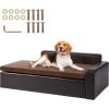 imageVEVOR Dog Bed Dog Couch for Small Dogs and Cats Soft Velvety Pet Sofa and Chair 35 lbs Load Capacity BlueBlack