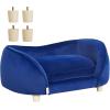 imageVEVOR Dog Bed Dog Couch for Small Dogs and Cats Soft Velvety Pet Sofa and Chair 35 lbs Load Capacity BlueBlue