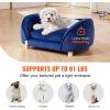 imageVEVOR Dog Bed Dog Couch for Small Dogs and Cats Soft Velvety Pet Sofa and Chair 35 lbs Load Capacity BlueBlue