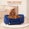 imageVEVOR Dog Bed Dog Couch for Small Dogs and Cats Soft Velvety Pet Sofa and Chair 35 lbs Load Capacity BlueBlue