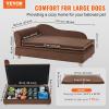 imageVEVOR Dog Bed Dog Couch for Small Dogs and Cats Soft Velvety Pet Sofa and Chair 35 lbs Load Capacity BlueBrown