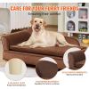 imageVEVOR Dog Bed Dog Couch for Small Dogs and Cats Soft Velvety Pet Sofa and Chair 35 lbs Load Capacity BlueBrown