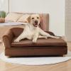 imageVEVOR Dog Bed Dog Couch for Small Dogs and Cats Soft Velvety Pet Sofa and Chair 35 lbs Load Capacity BlueBrown