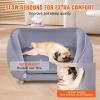 imageVEVOR Dog Bed Dog Couch for Small Dogs and Cats Soft Velvety Pet Sofa and Chair 35 lbs Load Capacity BlueGray