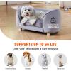 imageVEVOR Dog Bed Dog Couch for Small Dogs and Cats Soft Velvety Pet Sofa and Chair 35 lbs Load Capacity BlueGray