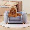 imageVEVOR Dog Bed Dog Couch for Small Dogs and Cats Soft Velvety Pet Sofa and Chair 35 lbs Load Capacity BlueGray