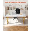 imageVEVOR Executive Desk 63quot W x 315quot D Large Office Desk Modern Computer Table Conference Meeting Room Table Business Furniture Enlarged Desktop for Home Office White and Gold