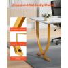 imageVEVOR Executive Desk 63quot W x 315quot D Large Office Desk Modern Computer Table Conference Meeting Room Table Business Furniture Enlarged Desktop for Home Office White and Gold