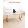 imageVEVOR Executive Desk 63quot W x 315quot D Large Office Desk Modern Computer Table Conference Meeting Room Table Business Furniture Enlarged Desktop for Home Office White and Gold