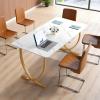 imageVEVOR Executive Desk 63quot W x 315quot D Large Office Desk Modern Computer Table Conference Meeting Room Table Business Furniture Enlarged Desktop for Home Office White and Gold