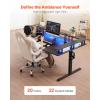 imageVEVOR L Shaped Desk Electric Adjustable Height Corner Gaming Desk with Keyboard Tray and Dual Hooks Heavy Duty LShaped Computer Table with Light Strip for Home Office Easy to Assemble Black