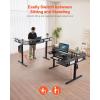 imageVEVOR L Shaped Desk Electric Adjustable Height Corner Gaming Desk with Keyboard Tray and Dual Hooks Heavy Duty LShaped Computer Table with Light Strip for Home Office Easy to Assemble Black