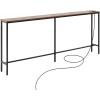 imageVEVOR Narrow Console Table 709quot Behind Couch Shelf with Power Outlets 1Tier Long Entryway Shelf Narrow Sofa Table with Metal Frame and Charge Station for Entryway Hallway Living Room709 Inch