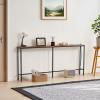 imageVEVOR Narrow Console Table 709quot Behind Couch Shelf with Power Outlets 1Tier Long Entryway Shelf Narrow Sofa Table with Metal Frame and Charge Station for Entryway Hallway Living Room709 Inch