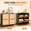 imageVEVOR Rattan Shoe Cabinet Narrow Shoe Storage Organizer with 2 Flip Rattan Drawers ampamp 1 Slide Drawer Metal Legs Slim Shoe Entryway Cabinet Ideal for Entryway Closet Hallway BlackBlack