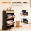 imageVEVOR Rattan Shoe Cabinet Narrow Shoe Storage Organizer with 2 Flip Rattan Drawers ampamp 1 Slide Drawer Metal Legs Slim Shoe Entryway Cabinet Ideal for Entryway Closet Hallway BlackBlack