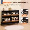imageVEVOR Rattan Shoe Cabinet Narrow Shoe Storage Organizer with 2 Flip Rattan Drawers ampamp 1 Slide Drawer Metal Legs Slim Shoe Entryway Cabinet Ideal for Entryway Closet Hallway BlackBlack
