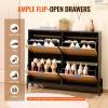 imageVEVOR Rattan Shoe Cabinet Narrow Shoe Storage Organizer with 2 Flip Rattan Drawers ampamp 1 Slide Drawer Metal Legs Slim Shoe Entryway Cabinet Ideal for Entryway Closet Hallway BlackBlack