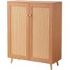 imageVEVOR Rattan Shoe Cabinet Narrow Shoe Storage Organizer with 2 Flip Rattan Drawers ampamp 1 Slide Drawer Metal Legs Slim Shoe Entryway Cabinet Ideal for Entryway Closet Hallway BlackLight Wood Color
