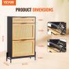 imageVEVOR Rattan Shoe Cabinet Narrow Shoe Storage Organizer with 2 Flip Rattan Drawers ampamp 1 Slide Drawer Metal Legs Slim Shoe Entryway Cabinet Ideal for Entryway Closet Hallway BlackBlack