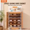 imageVEVOR Rattan Shoe Cabinet Narrow Shoe Storage Organizer with 2 Flip Rattan Drawers ampamp 1 Slide Drawer Metal Legs Slim Shoe Entryway Cabinet Ideal for Entryway Closet Hallway BlackLight Wood Color
