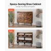 imageVEVOR Shoe Cabinet with 3 Flip Drawers Shoe Storage Cabinet for Entryway Free Standing Shoe Storage Organizer with Side Hooks for Heels Boots Slippers in Hallway Living Room473W 4 Drawers