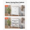 imageVEVOR Shoe Cabinet with 3 Flip Drawers Shoe Storage Cabinet for Entryway Free Standing Shoe Storage Organizer with Side Hooks for Heels Boots Slippers in Hallway Living Room315W 2 Drawers2 Storage Drawers