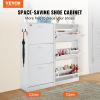 imageVEVOR Shoe Cabinet with 3 Flip Drawers Shoe Storage Cabinet for Entryway Free Standing Shoe Storage Organizer with Side Hooks for Heels Boots Slippers in Hallway Living Room236W 3 Drawers