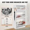 imageVEVOR Shoe Cabinet with 3 Flip Drawers Shoe Storage Cabinet for Entryway Free Standing Shoe Storage Organizer with Side Hooks for Heels Boots Slippers in Hallway Living Room236W 3 Drawers